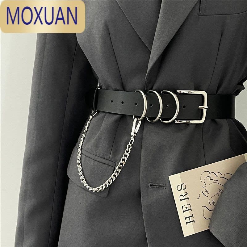 MOXUAN皮带街头ins风朋克链条装饰百搭欧美时尚牛仔裤腰带配连衣裙西装图片