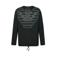 EMPORIO ARMANI 阿玛尼 男士时尚logo印花抽绳圆领卫衣