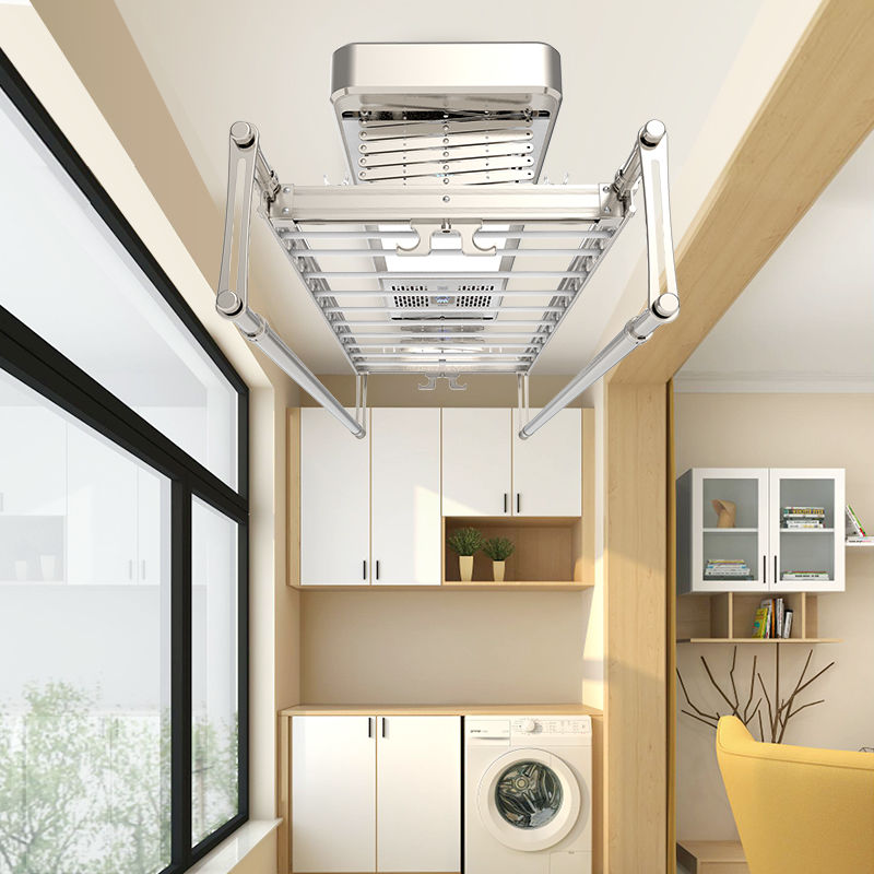 智能遥控升降电动晾衣架家用阳台自动烘干室内晒衣杆伸缩晾衣机