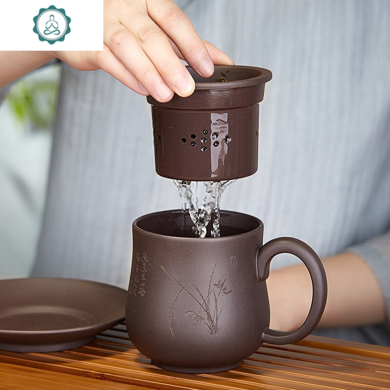 宜兴紫砂杯茶杯子带盖陶瓷主人杯单杯功夫手工茶玩带过滤泡茶杯水封后