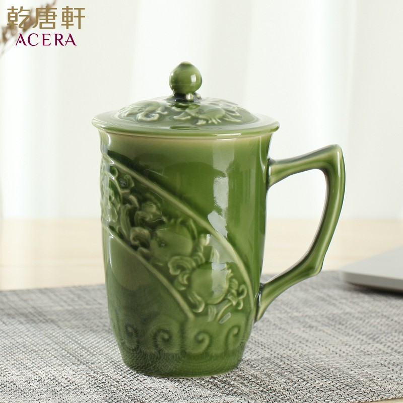 乾唐軒 活瓷杯石榴高杯茶杯 杯子水杯陶瓷杯活瓷杯450ml