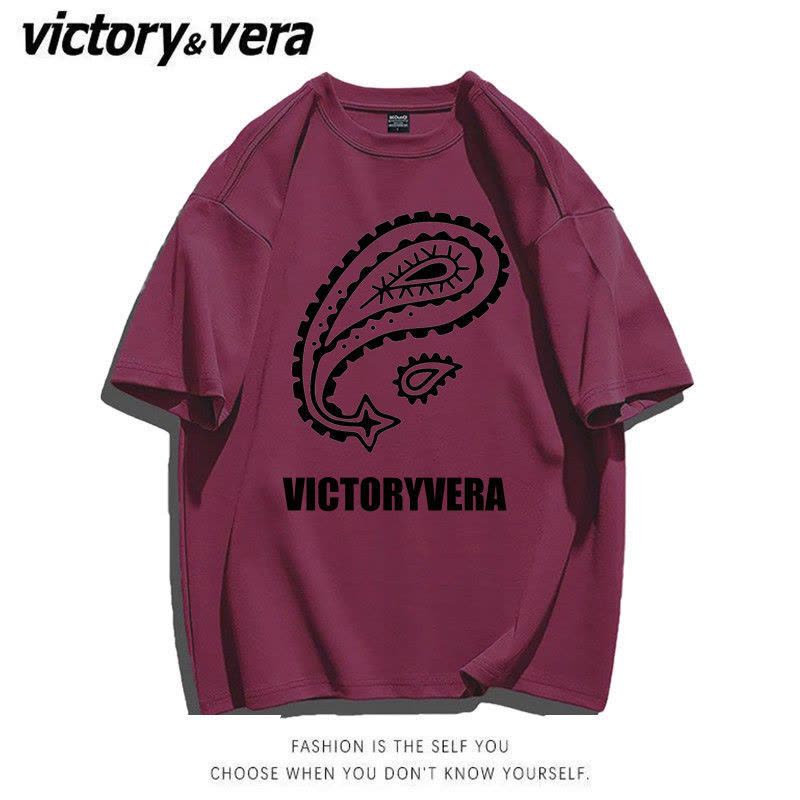 VICTORYVERA白色短袖t恤女夏装2022新款宽松百搭学生印花半袖上衣图片