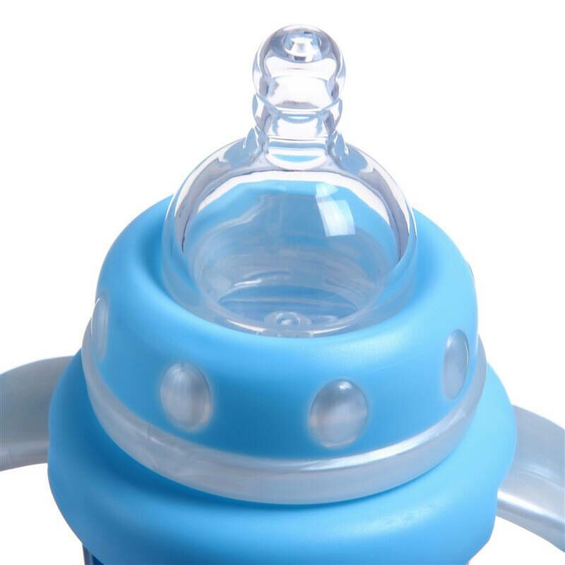 乐儿宝(bobo)防摔玻璃宽口径奶瓶 蓝色160ML 适用12个月以上宝宝