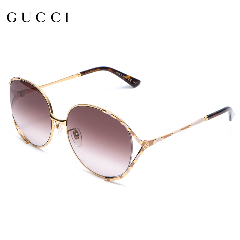 新年限量款古驰GUCCI太阳眼镜女士金属大框墨镜倪妮同款GG0595S-004-59高清大图