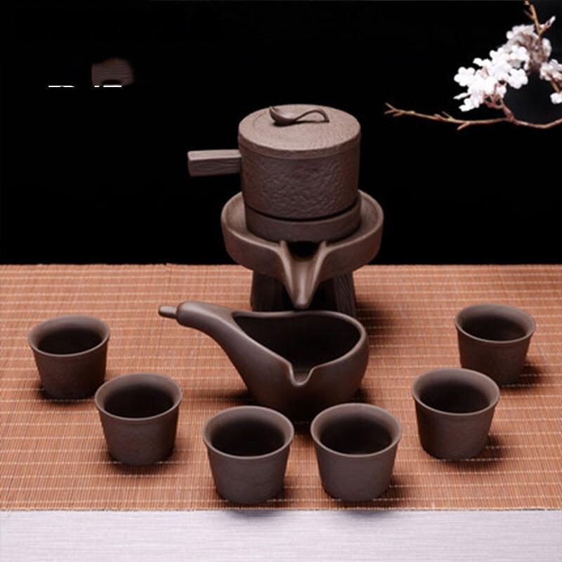 功夫茶具套装陶瓷家用懒人时来运转石磨半全自动茶壶茶杯简约整套简约