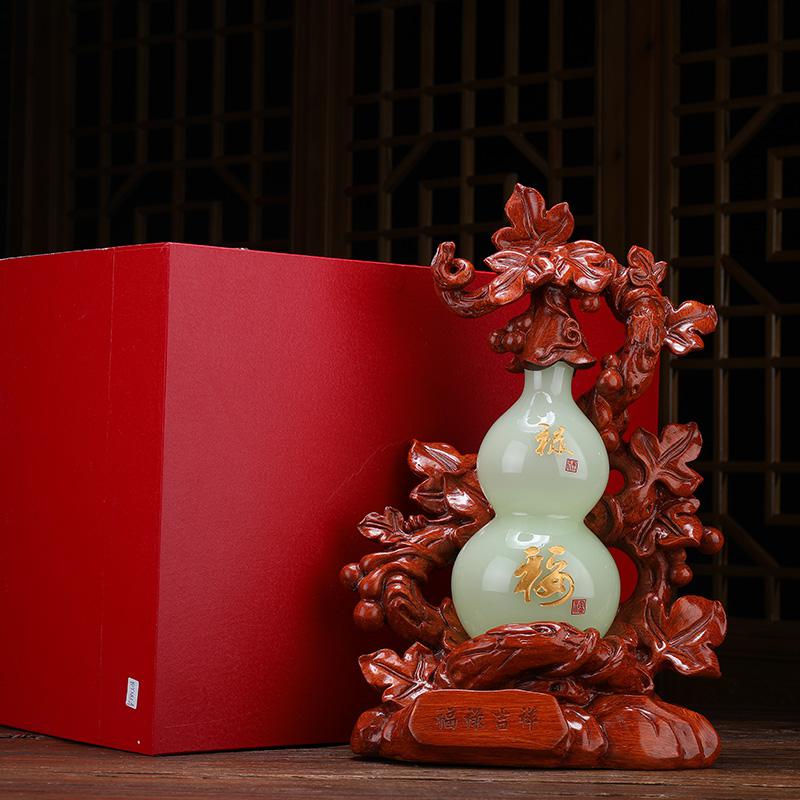 美帮汇玉石葫芦摆件福禄乔迁新居礼品客厅玄关房间布置摆设装饰高清大图