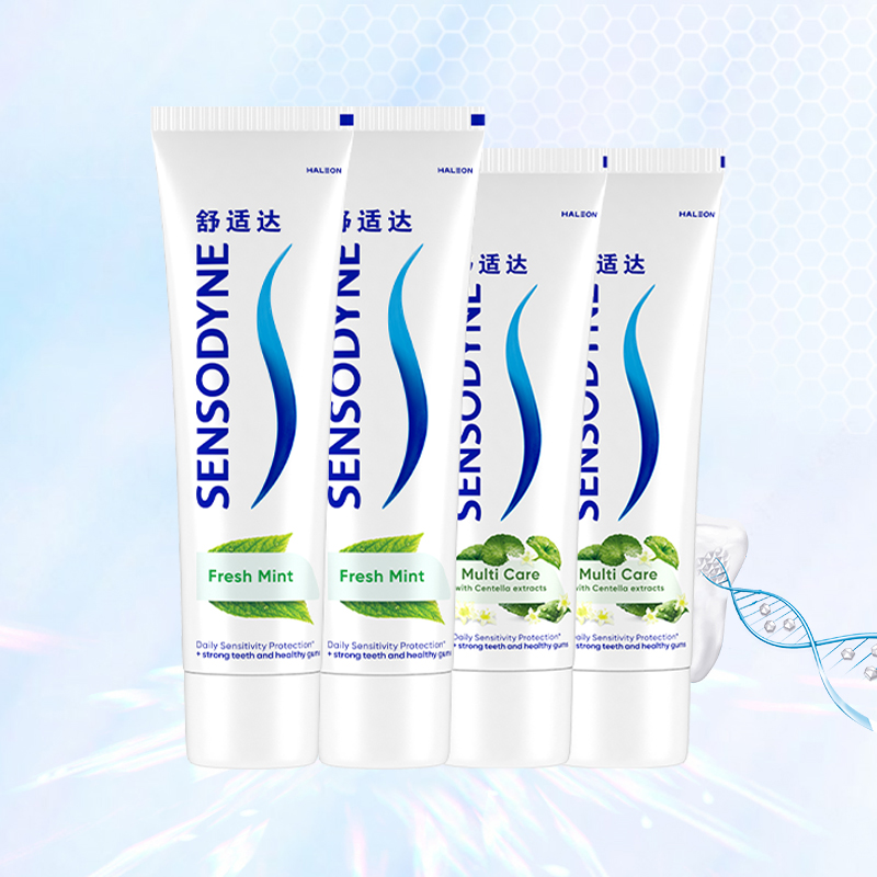 舒适达(Sensodyne)清新薄荷抗敏成人牙膏套装440g 含氟防蛀护龈多效臻护100g*2+清新薄荷120g*2