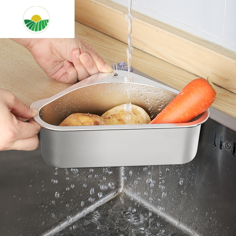 三维工匠水槽沥水篮304不锈钢厨房水盆三角过滤筐洗菜盆水池剩饭剩菜