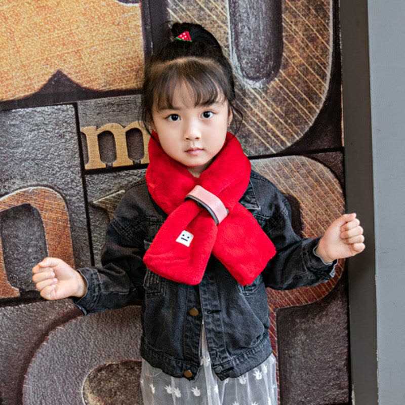 迪鲁奥(DILUAO)儿童围巾加绒公主微博加厚保暖秋冬季男童女童宝宝法兰绒脖套 红色 1-6岁图片