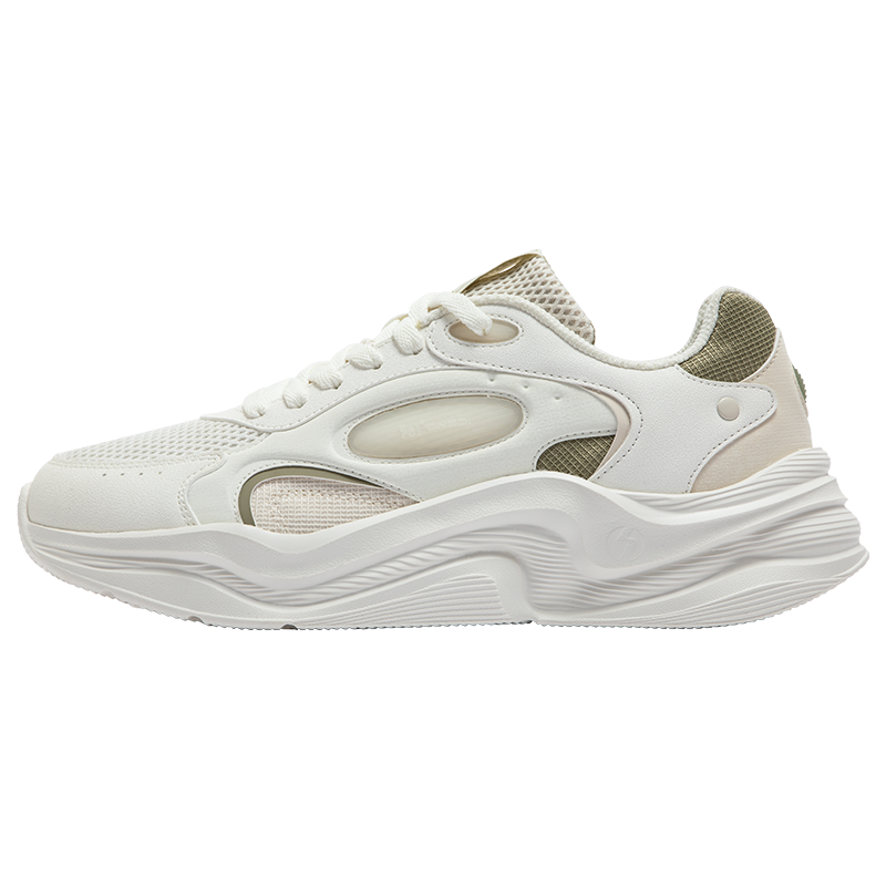 361°男鞋运动鞋新款网面透气轻便软底休闲老爹鞋跑步鞋子 羽毛白/茶梗绿 43码