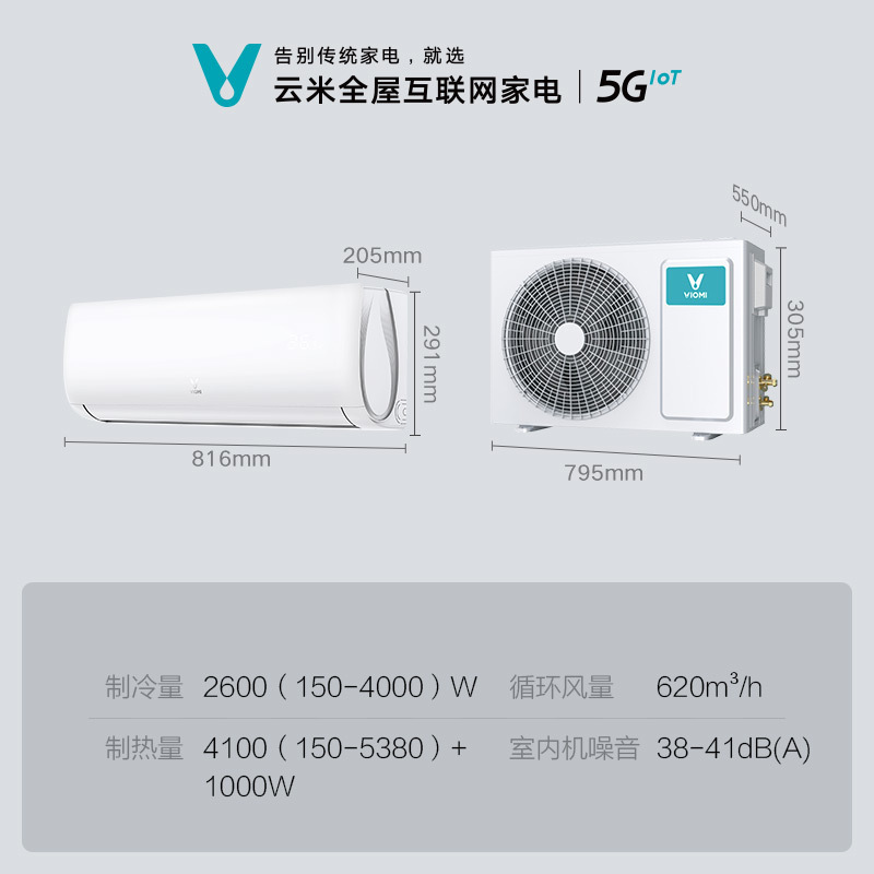 云米空调1.5匹新一级能效全直流变频更节能 高温自清洁 自动柔湿模式语音调温 冷暖两用自清洁icool 1s