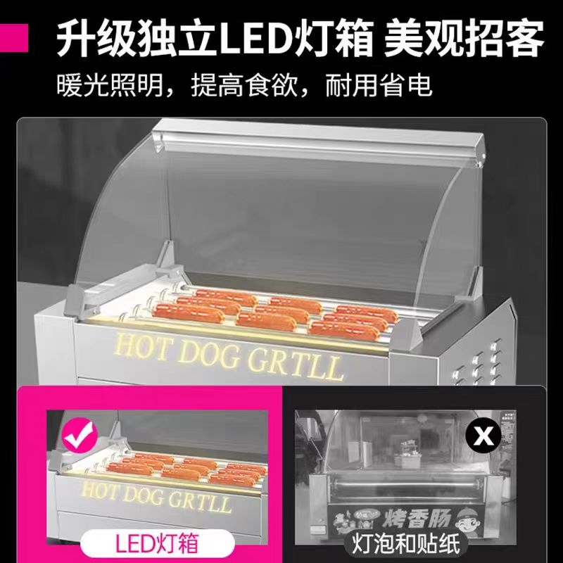 乐创(lecon)烤肠机商用热狗机商用小吃店台式烤火腿肠机7管(2024年升级高端款)LC-KCJ02-7高清大图