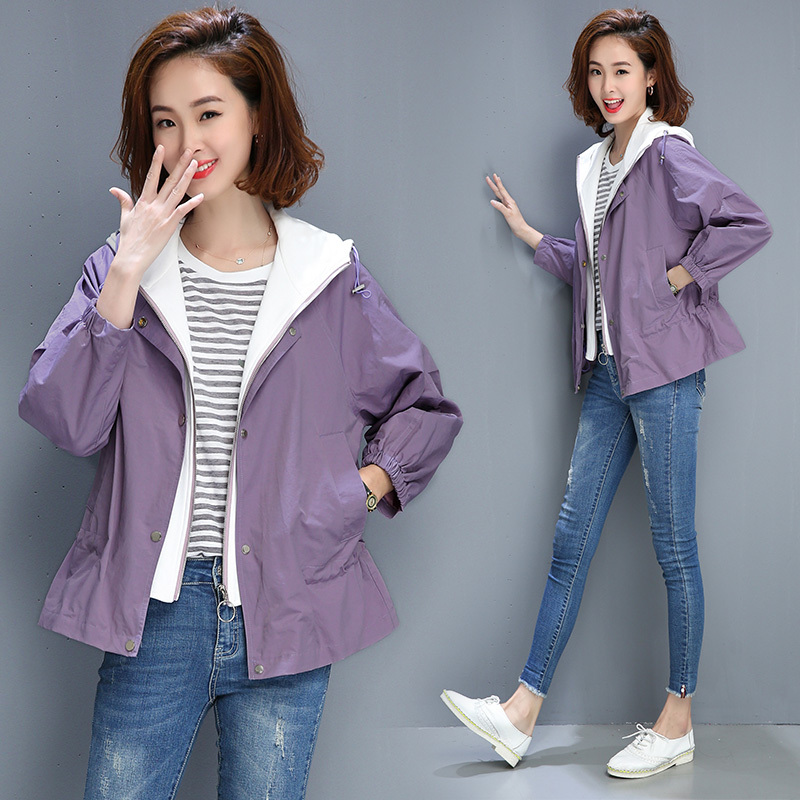 外套女2018秋装新款韩版宽松薄款上衣假两件外衣百搭春秋季休闲潮