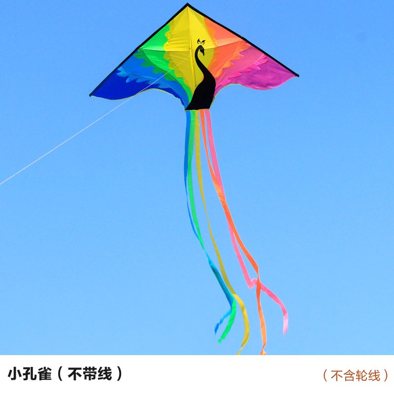 潍坊风筝成型新款高档孔雀七彩长尾风筝微风易飞风筝线轮创意 三维工匠 3米大孔雀+26黄轮1000米专业线