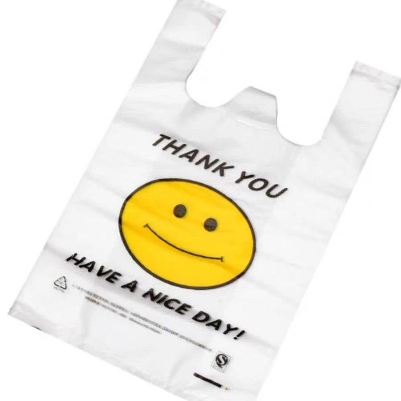 [鑫志友]手提式笑脸白色塑料袋 垃圾袋 加厚 38*58cm100个/捆(单位:捆)