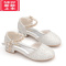 可莉允公主鞋女童小高跟鞋水钻白色包头皮鞋模特钢琴表演儿童礼服方跟鞋运动休闲鞋