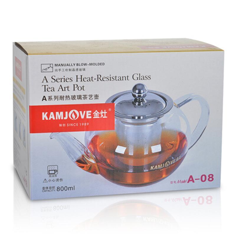 金灶(KAMJOVE) A-08泡茶壶 800毫升 玻璃过滤茶器玻璃水壶飘逸杯 可在电陶炉加热使用
