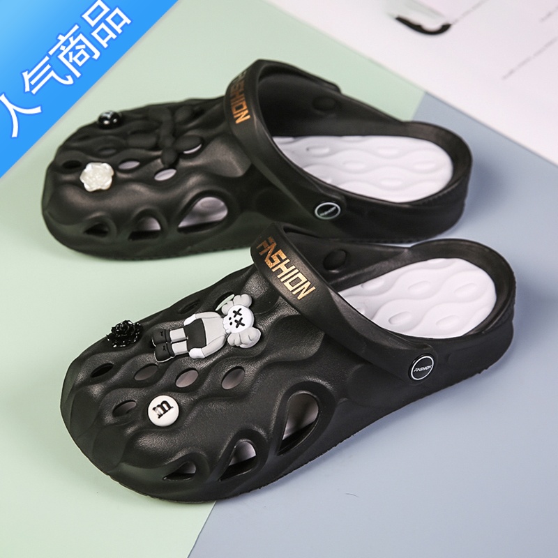 SUNTEK洞洞鞋女凉鞋新款医护室护士拖鞋包头凉拖防滑软底男士沙滩鞋高清大图