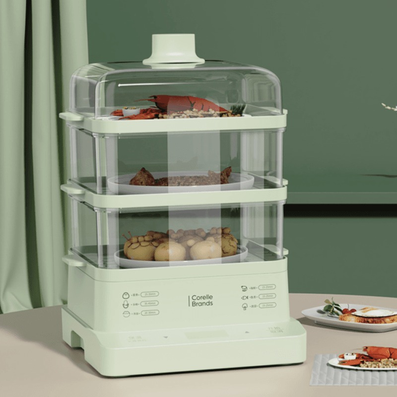 康宁(Corelle Brands)三层大容量家用多功能电蒸箱蒸螃蟹多用途蒸锅(18L)CB-DQ005-TG/KZ高清大图