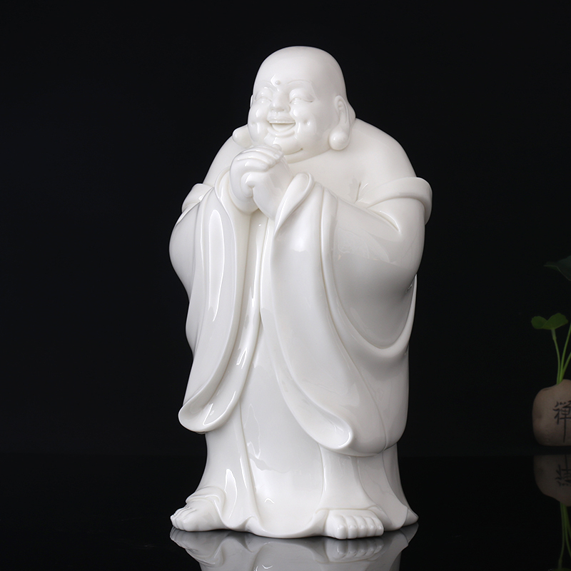 MULTIPOTENT茶宠摆件 德化陶瓷工艺品周崇邓作品-恭喜发财弥勒佛像