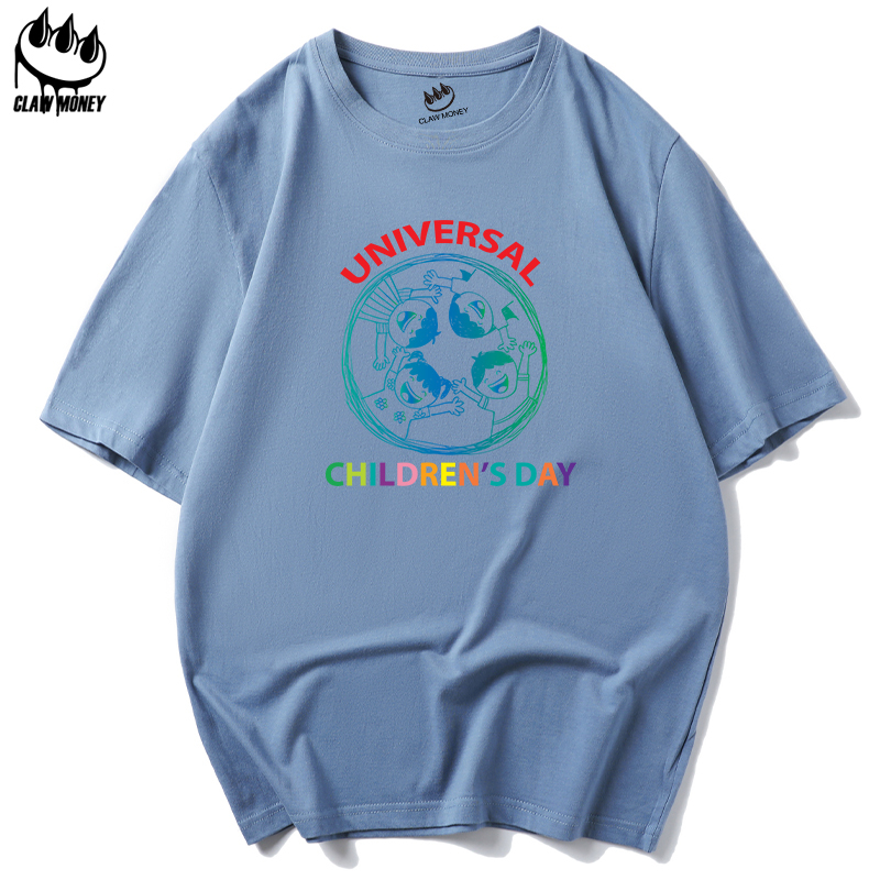 CLAW MONEY 短袖男时尚宽松儿童节印花T恤潮流百搭休闲情侣装上衣