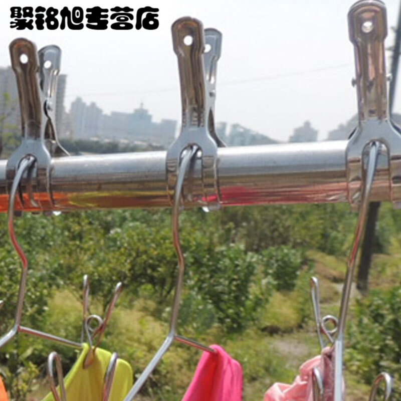 防风衣架不锈钢成人儿童防吹落家用卡扣钩晾防固定扣室外高层挂简约防风款实心3.2mm婴儿适用30cm10个