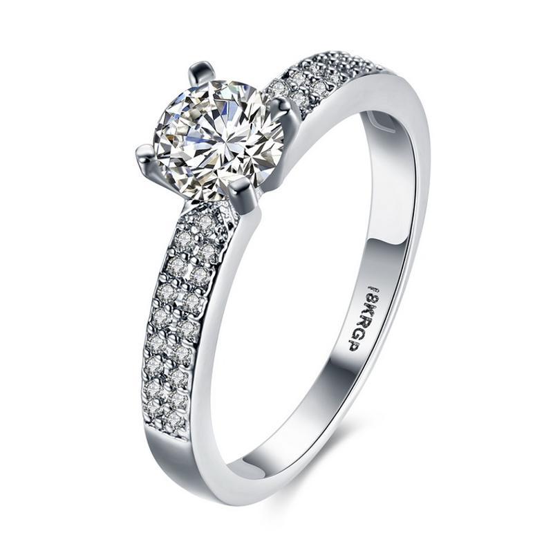 R828-CCouple Love Gold Rings铂金订婚戒指男女钻石情侣简约日韩送女朋友七夕情人节礼物