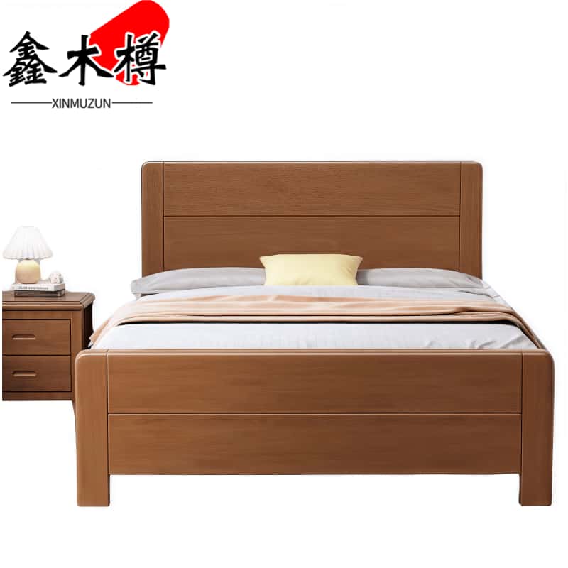 鑫木樽实木床+床头柜1.5米套高清大图