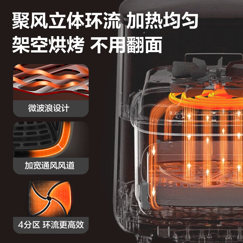 苏泊尔(SUPOR)空气炸锅免翻面5L/升大容量家用炸鸡薯条机蒸汽嫩炸可视金属内腔电炸锅 KJ50D800