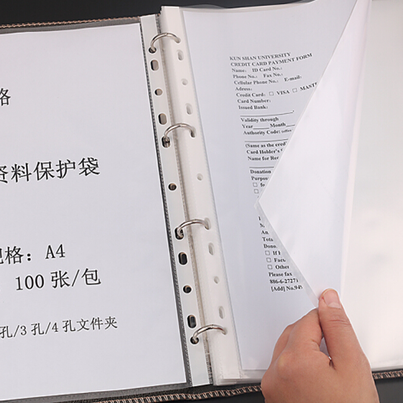 萃姿尔(TRESOR)11孔文件保护套/资料袋A4活页插页袋100页8028(30孔袋)宁选