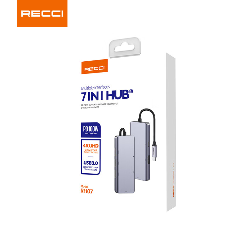 锐思(Recci)七合一HUBRH07灰色高清大图