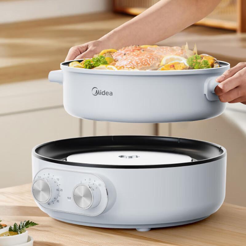 美的(Midea)电蒸锅电煮锅电锅一体多功能锅炖蒸煮一体三层双控可拆锅体多功能家用大火力MZ-ZGC3012C