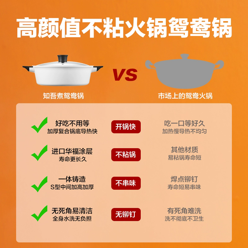 米家知吾煮鸳鸯锅电磁炉适用汤锅家用多人大容量加厚一体不粘火锅