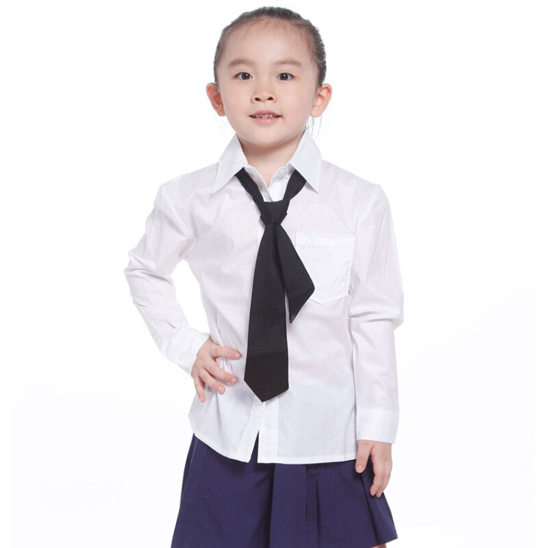 diluao男童白衬衫长袖女童白色衬衣男孩儿童装棉中大童白色表演校服
