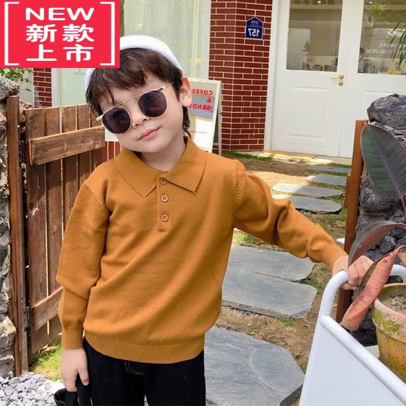 可莉允男童毛衣宝宝中小童打底衫2022年春秋新款百搭polo小翻领针织衫图片