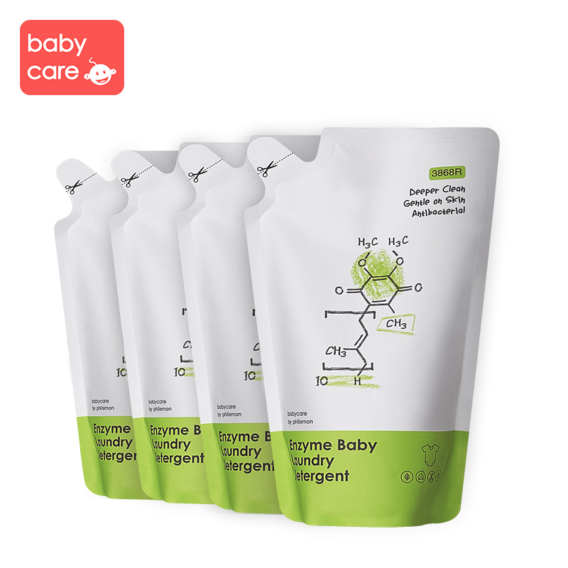babycare婴儿洗衣液 新生儿宝宝专用酵素去污洗衣液补充装500ml*4 3868