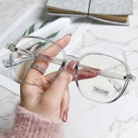 潮流框架近视眼镜女配镜男韩版抗辐射护眼防光感变色防蓝光紫外线|框+近视变粉色 左右眼300度