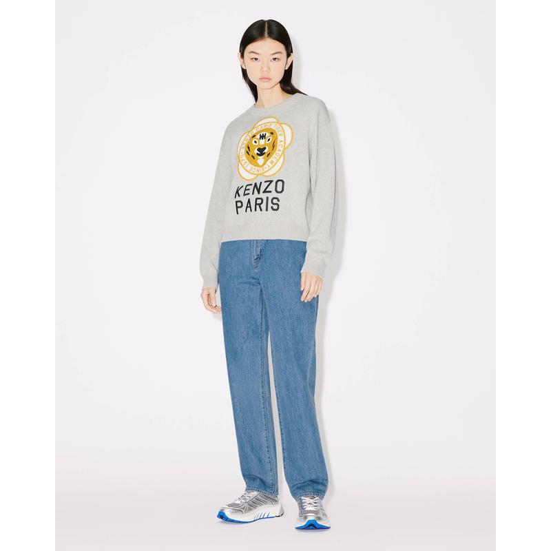 高田贤三(Kenzo)羊毛混纺圆领卫衣女款休闲百搭KENZO虎头刺绣运动高清大图