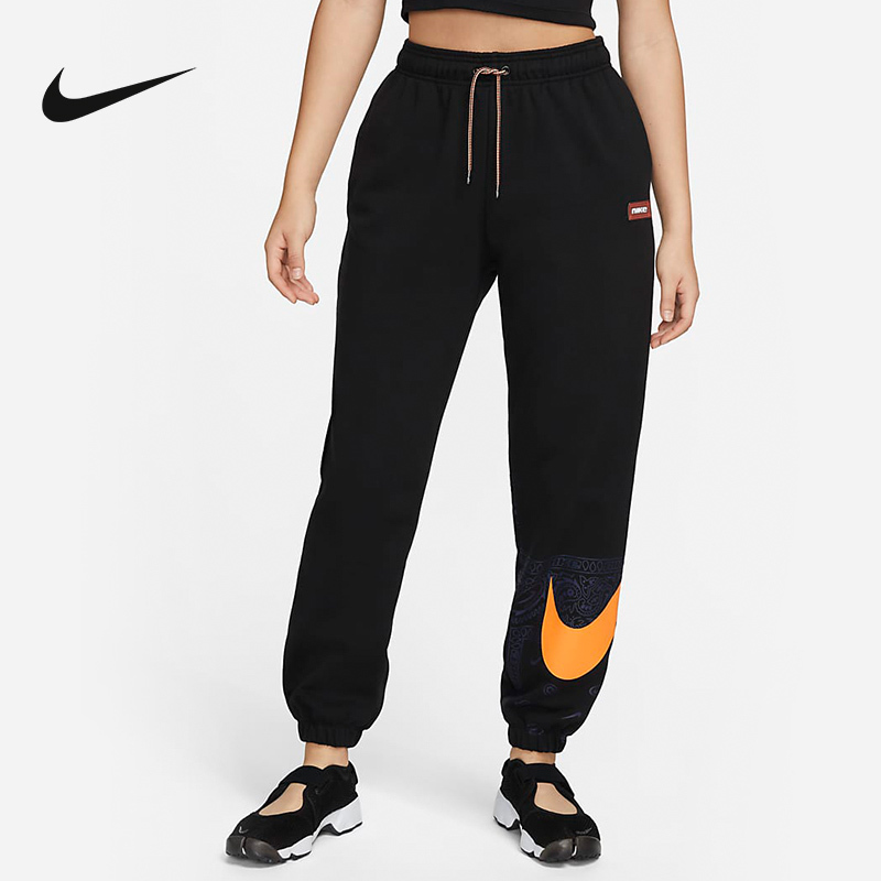 nike耐克针织长裤女夏新款街舞卫裤高腰宽松休闲运动裤fj7732010视频