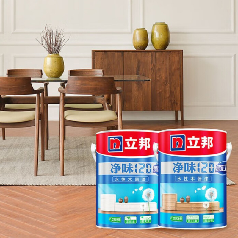 立邦(NipponPaint)净味120易施工水性木器漆 清漆面漆 通用型 实木家具翻新改色油漆 2.5KG(单位:桶)