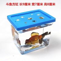 饲养盒水族鱼缸养鱼小盒子观赏螃蟹盒乌龟盒子手提亚克力塑料瓶摔 小方斗鱼缸颜色随机