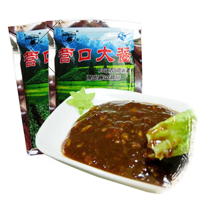 东北营口大酱特产启航黄豆瓣酱正品农家大豆酱170g10袋免邮视频