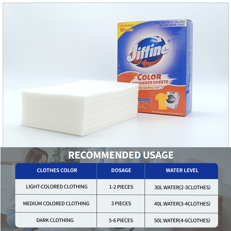 JIFFINE 3盒 吸色片50片/盒跨境防串色洗衣片防染色洗衣专用盒装色母片高清大图