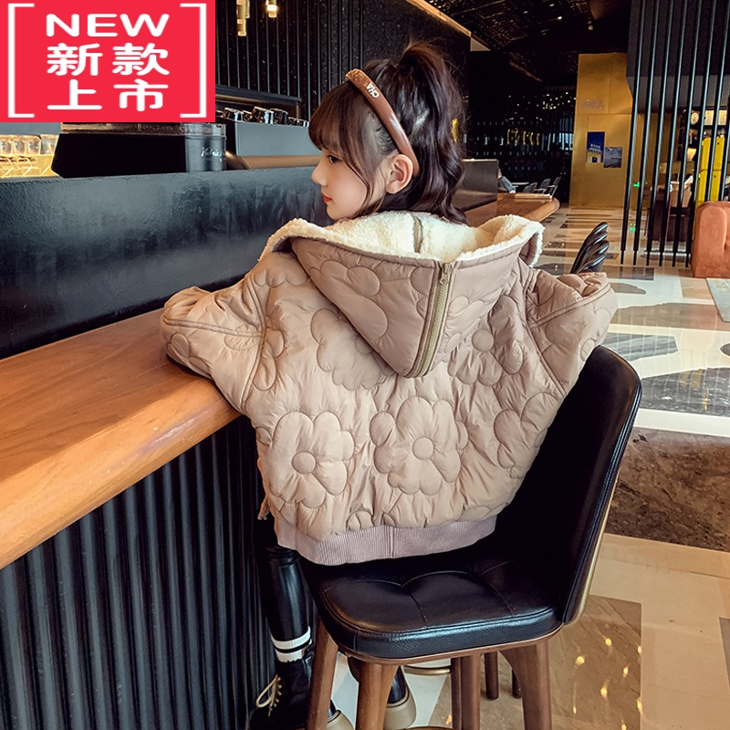 可莉允女童外套秋装2022新款儿童洋气加厚棉衣秋冬款夹棉时髦保暖棒球服棉服