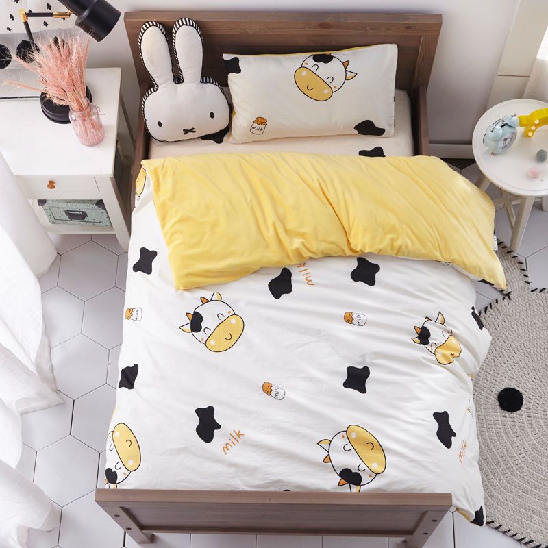 冬季保暖全棉加绒儿童被子幼儿园三件套可拆洗宝宝午睡小被子春秋