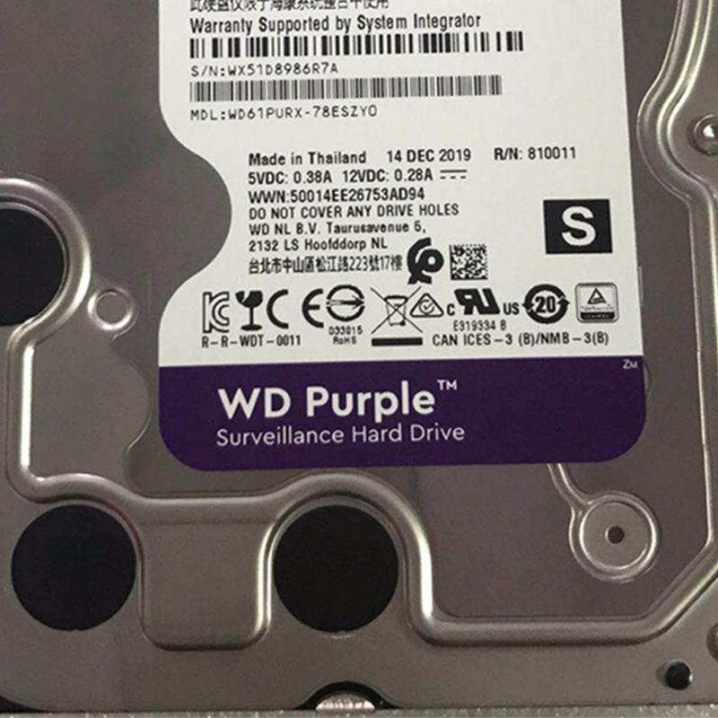 西部数据(WD)紫盘 硬盘 WD61PURX-78 含安装及1年维保