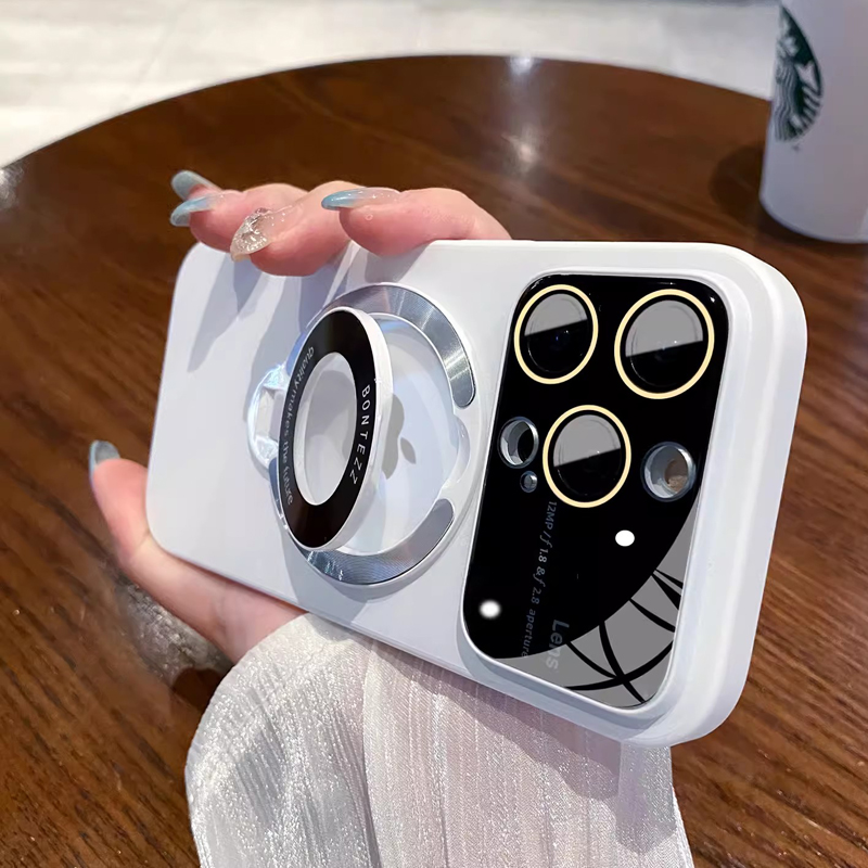 安美宝 苹果15promax手机壳新款15磁吸翻盖支架iPhone14自带镜头膜13全包防摔14Pro简约12男女超薄套 【优雅白】 iPhone12ProMax