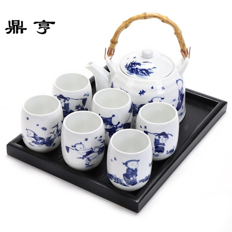 鼎亨陶瓷大容量茶壶整套茶具一壶六杯带过滤耐高温1000ml壶童趣
