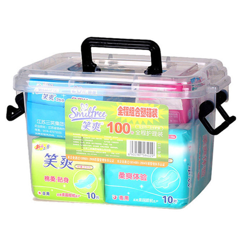 笑爽卫生巾100片全程组合塑箱装913B 棉柔 国产 姨妈巾