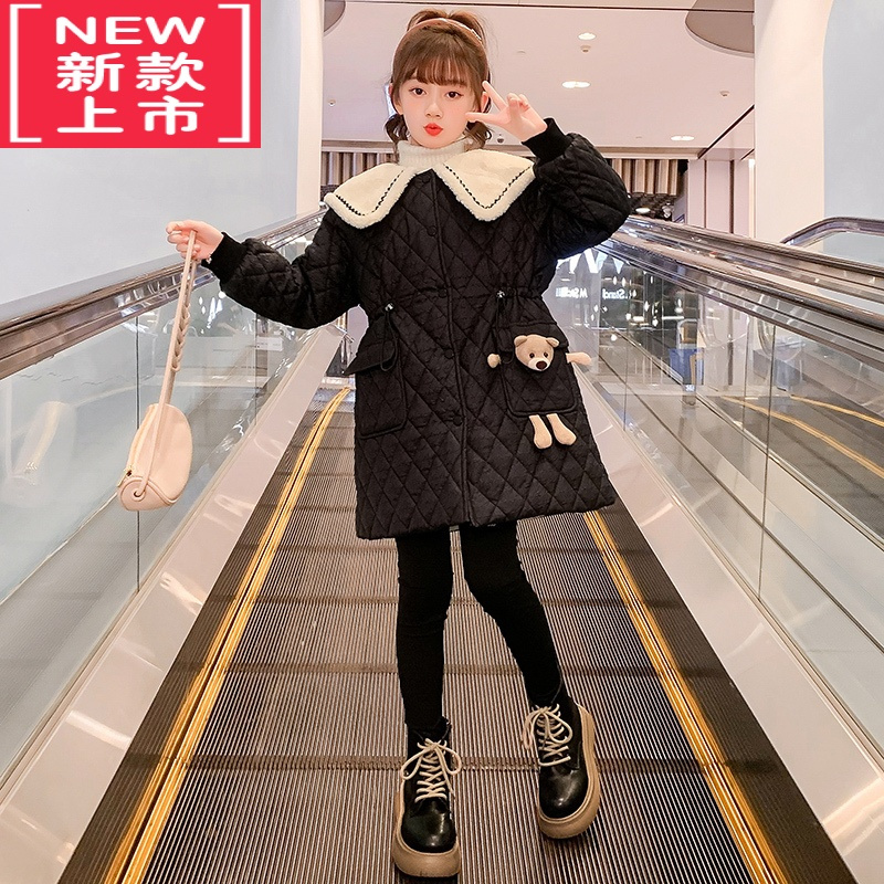 可莉允女童棉服外套冬装洋气2022新款儿童冬季加绒棉衣加厚羽绒棉袄长款